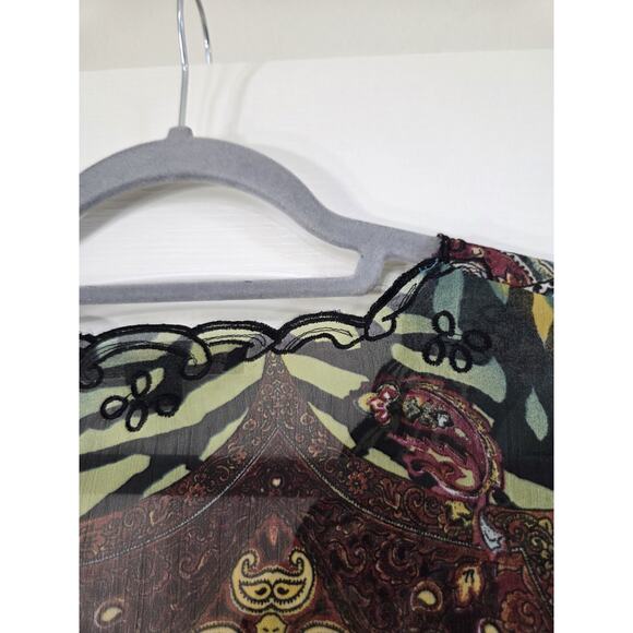 Mushka by Sienna Rose Green Embroidered Sheer Blouse Top Fairycore, Size Medium - Picture 11 of 14